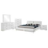 Jeremaine Glossy White 5-Piece Eastern King Bedroom Set with Plank Headboard from Coaster - Luna Furniture