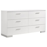 Jeremaine Glossy White 5-Piece Eastern King Bedroom Set with Plank Headboard from Coaster - Luna Furniture
