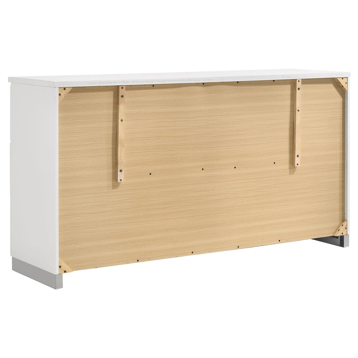 Jeremaine Glossy White 5-Piece Eastern King Bedroom Set with Plank Headboard from Coaster - Luna Furniture