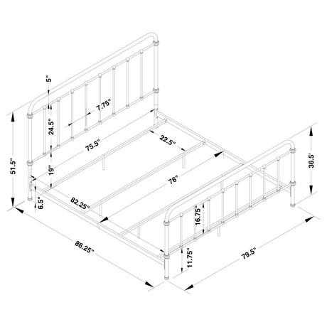 Livingston Dark Bronze Metal Eastern King Open Frame Bed from Coaster - Luna Furniture