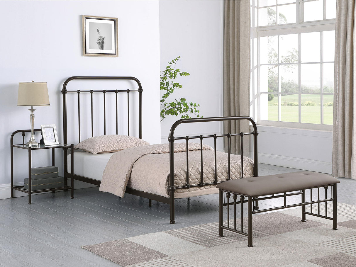 Livingston Dark Bronze Metal Twin Open Frame Bed from Coaster - Luna Furniture