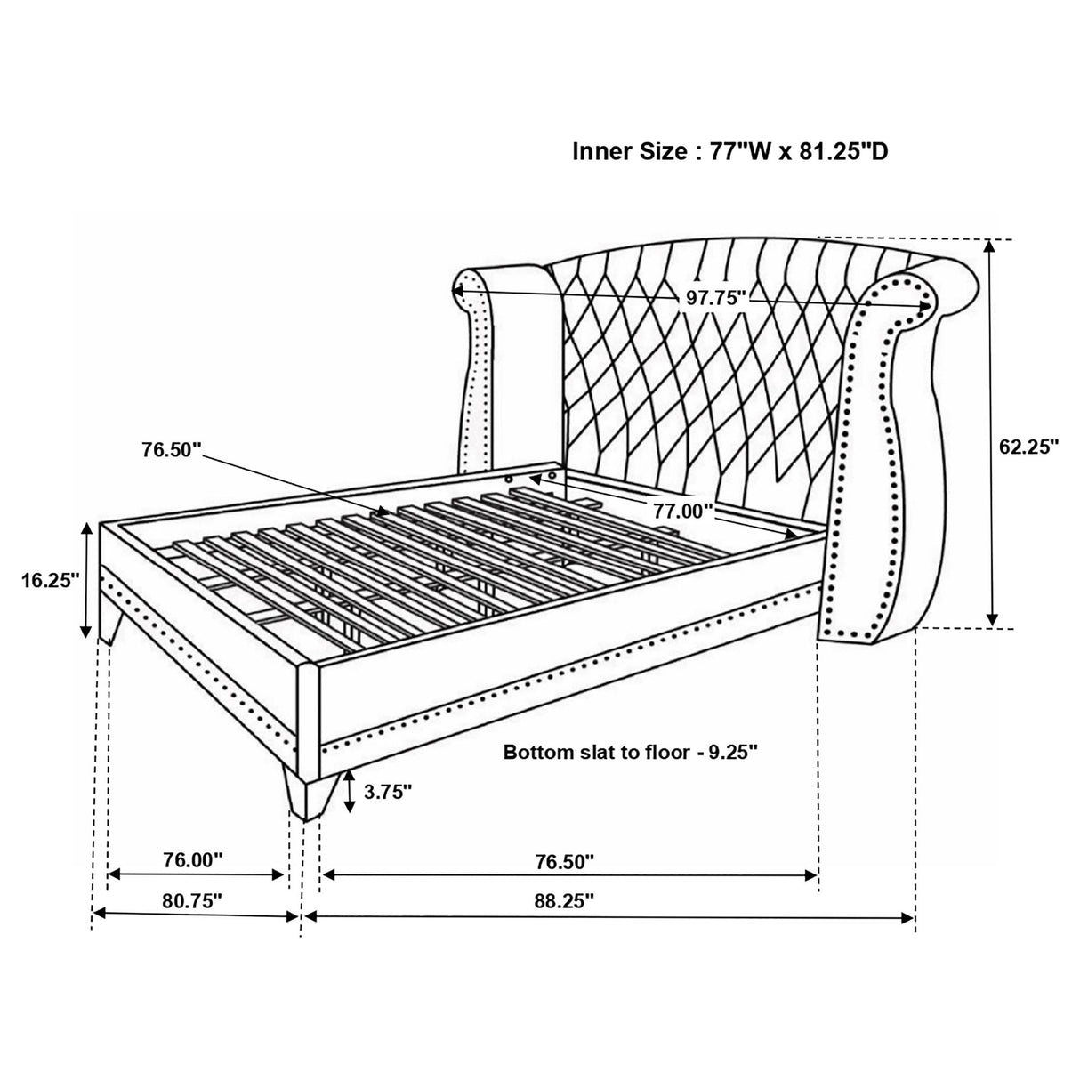 Barzini Black Eastern King Tufted Upholstered Bed from Coaster - Luna Furniture