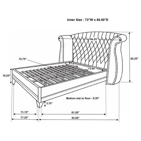Barzini Black California King Tufted Upholstered Bed from Coaster - Luna Furniture