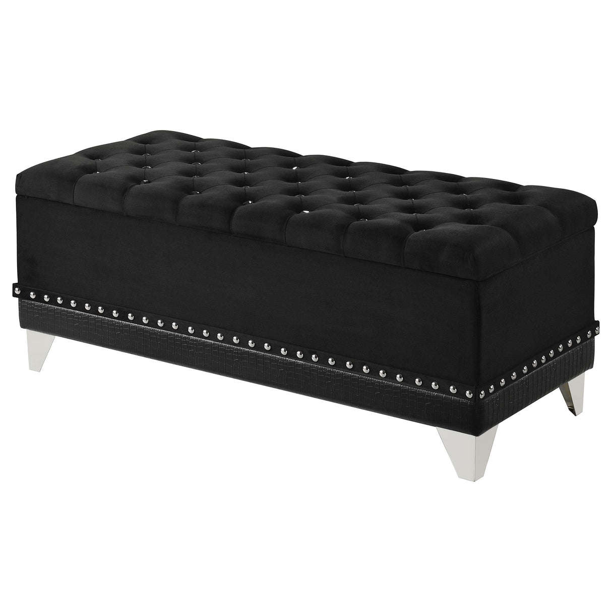 Barzini Black Tufted Rectangular Trunk with Nailhead from Coaster - Luna Furniture