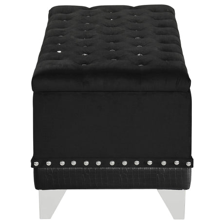 Barzini Black Tufted Rectangular Trunk with Nailhead from Coaster - Luna Furniture
