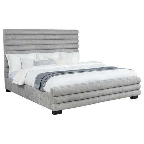 Patricia Gray Boucle Upholstered Eastern King Bed from Coaster - Luna Furniture