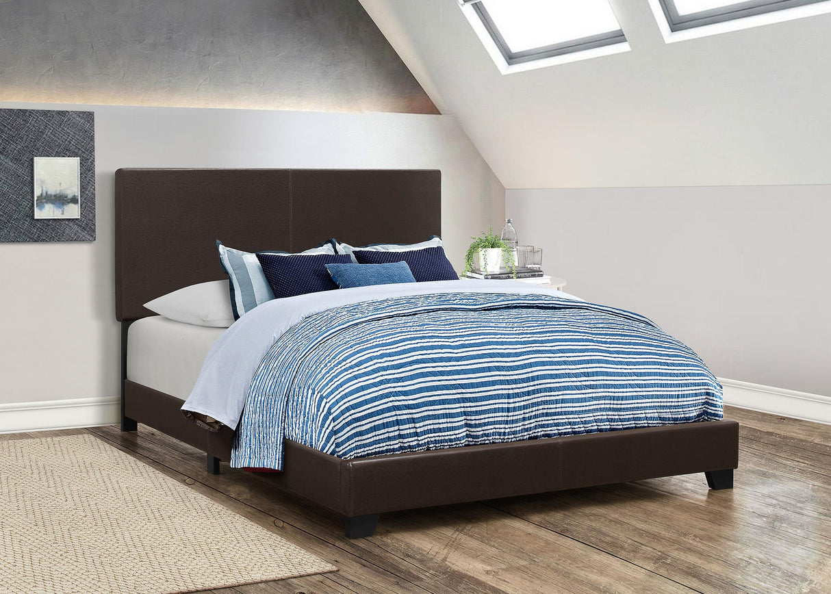 Dorian Brown Upholstered Queen Bed from Coaster - Luna Furniture