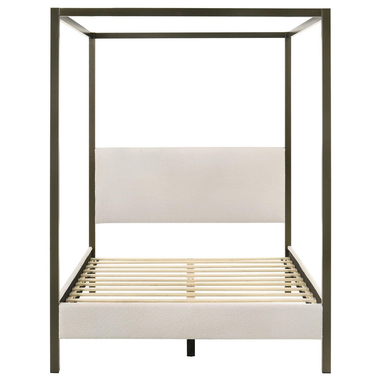 Monroe Vanilla and Black Upholstered Queen Canopy Platform Bed from Coaster - Luna Furniture