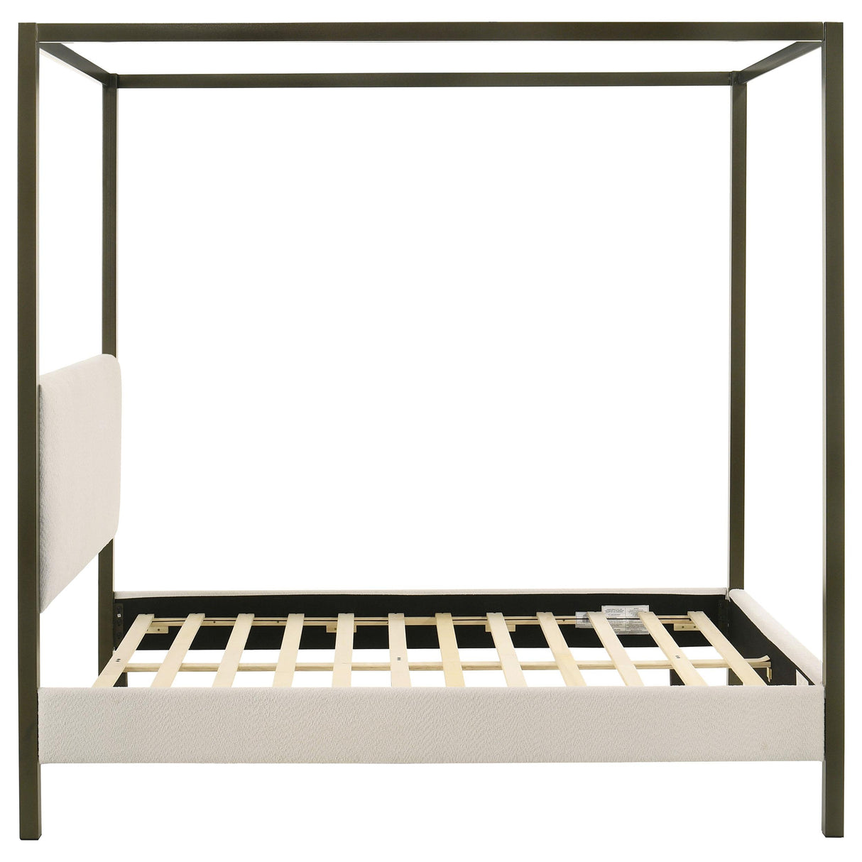 Monroe Vanilla and Black Upholstered Queen Canopy Platform Bed from Coaster - Luna Furniture