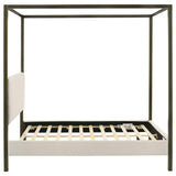 Monroe Vanilla and Black Upholstered Queen Canopy Platform Bed from Coaster - Luna Furniture