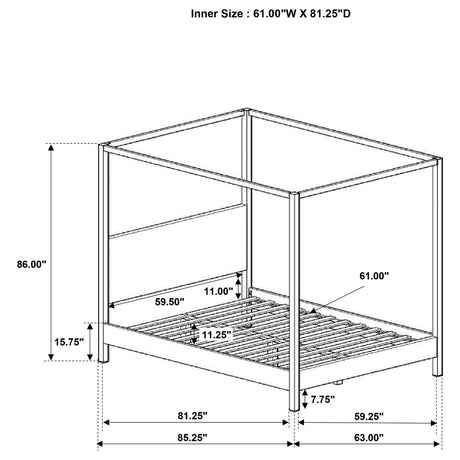 Monroe Vanilla and Black Upholstered Queen Canopy Platform Bed from Coaster - Luna Furniture
