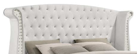 Barzini White Tufted Upholstered Wingback Eastern King Bed from Coaster - Luna Furniture