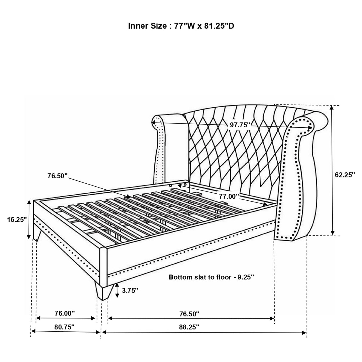 Barzini White Tufted Upholstered Wingback Eastern King Bed from Coaster - Luna Furniture