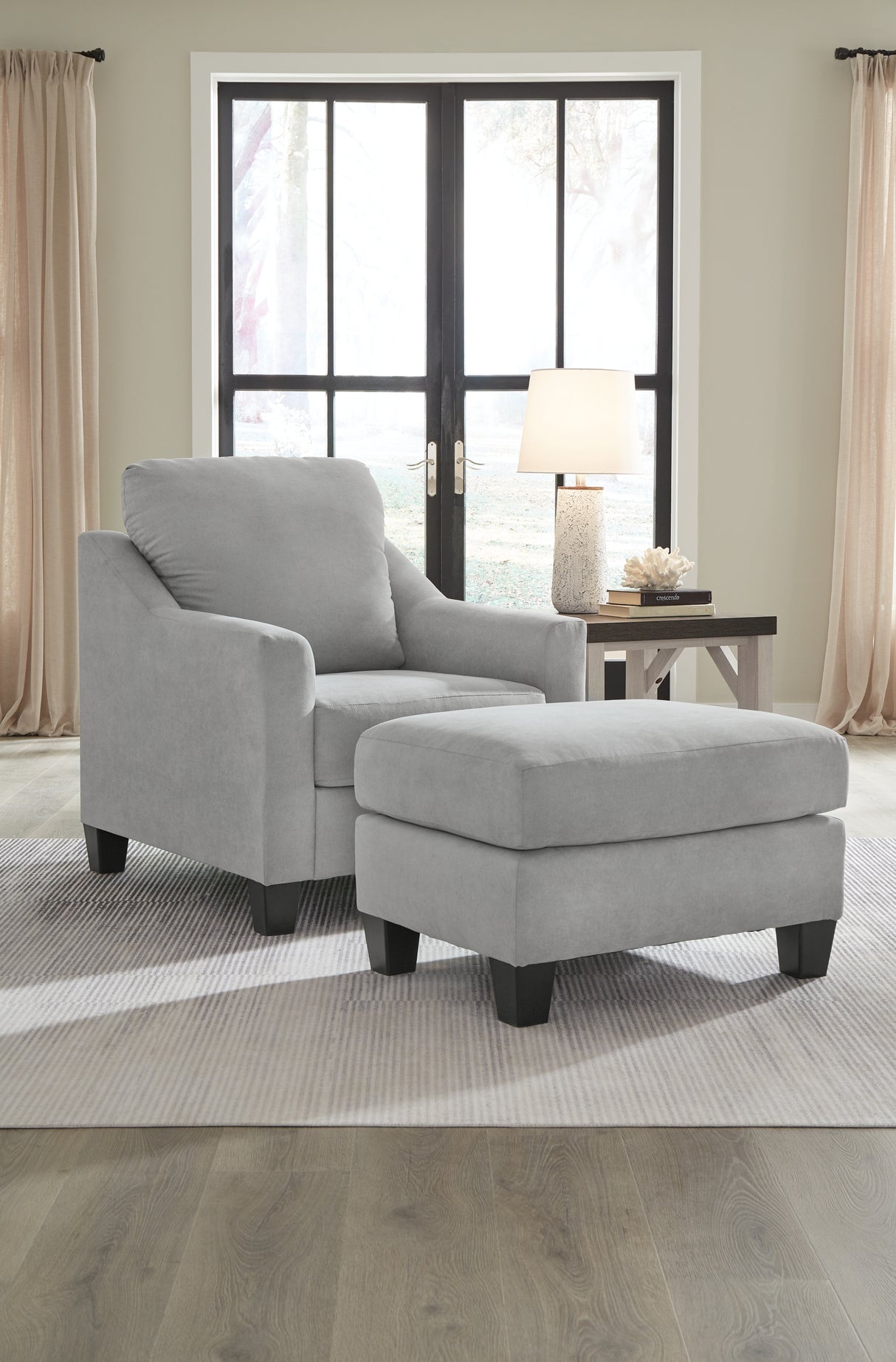 Adlai Chair and Ottoman in Shadow from Ashley - Luna Furniture