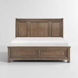 Bethel Antique Brown Eastern King Platform Bed with Footboard Storage from Homelegance - Luna Furniture