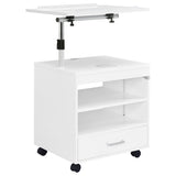 Lerma White High Gloss 1-Drawer Nightstand with Adjustable Tray Top and Speaker from Coaster - Luna Furniture