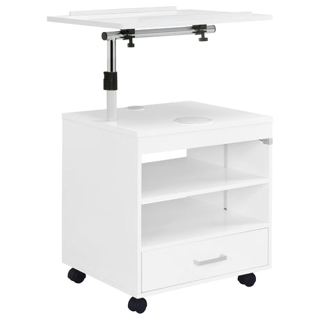 Lerma White High Gloss 1-Drawer Nightstand with Adjustable Tray Top and Speaker from Coaster - Luna Furniture