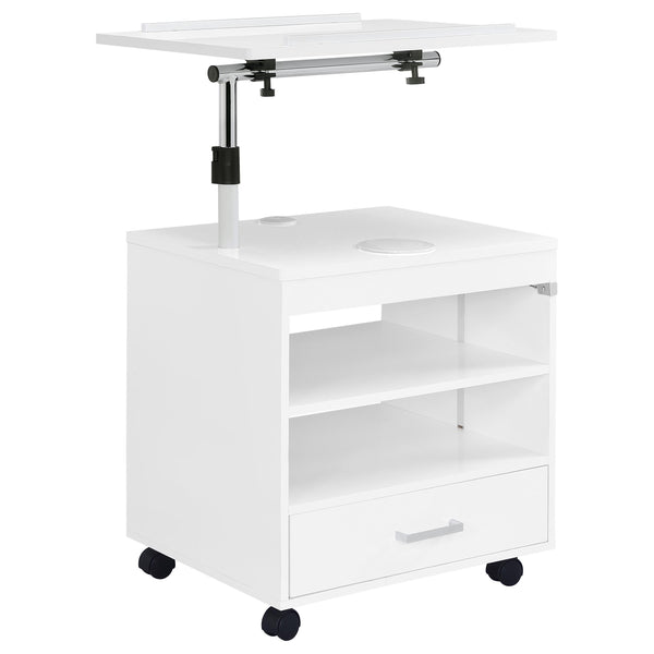 Lerma White High Gloss 1-Drawer Nightstand with Adjustable Tray Top and Speaker
