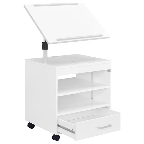 Lerma White High Gloss 1-Drawer Nightstand with Adjustable Tray Top and Speaker from Coaster - Luna Furniture