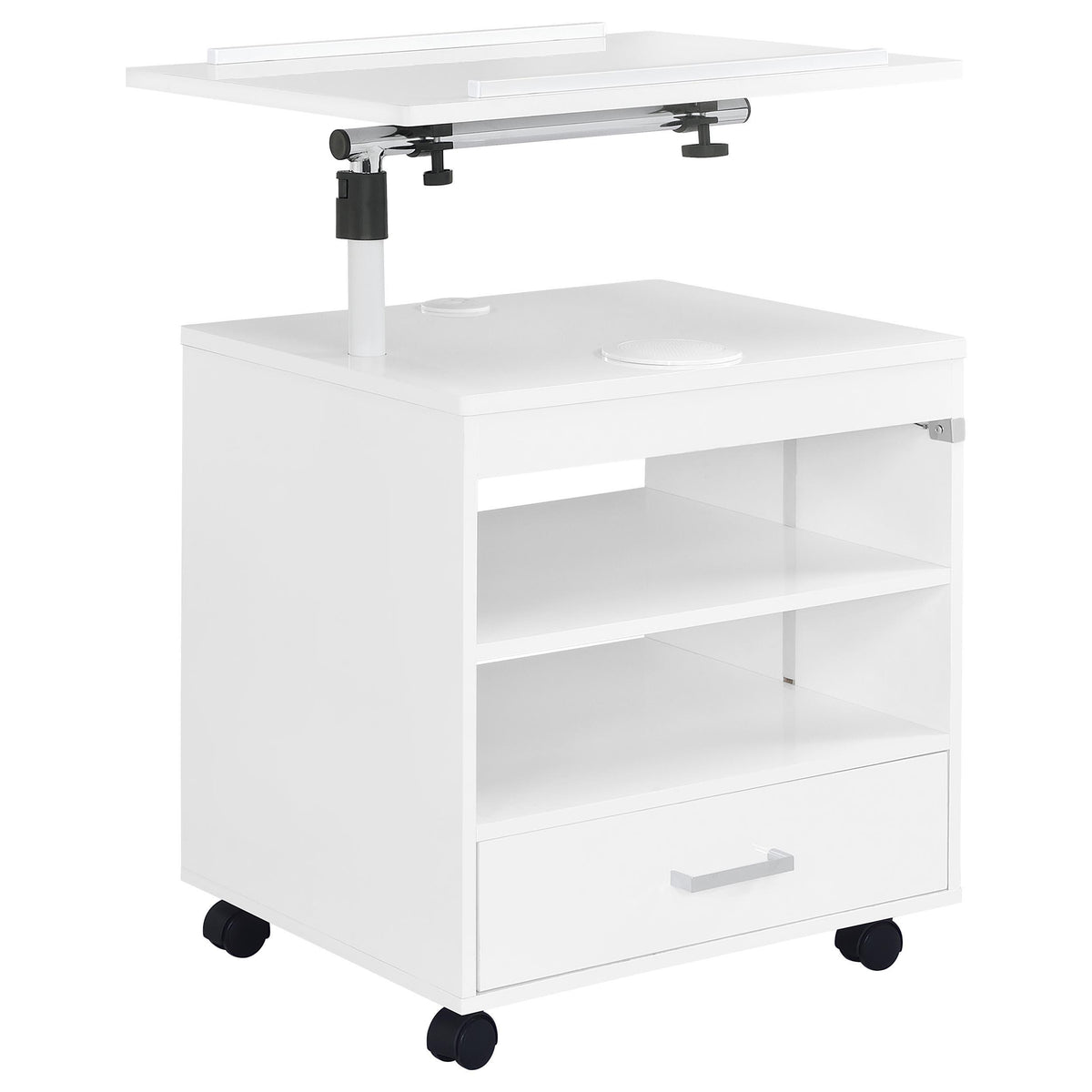 Lerma White High Gloss 1-Drawer Nightstand with Adjustable Tray Top and Speaker from Coaster - Luna Furniture