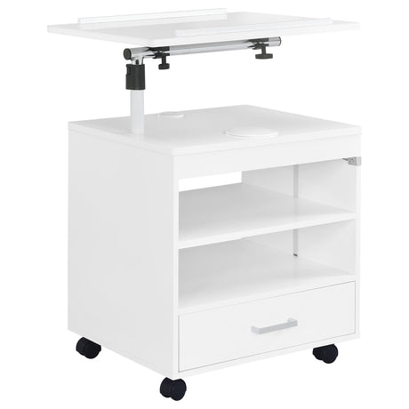 Lerma White High Gloss 1-Drawer Nightstand with Adjustable Tray Top and Speaker from Coaster - Luna Furniture