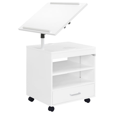 Lerma White High Gloss 1-Drawer Nightstand with Adjustable Tray Top and Speaker from Coaster - Luna Furniture