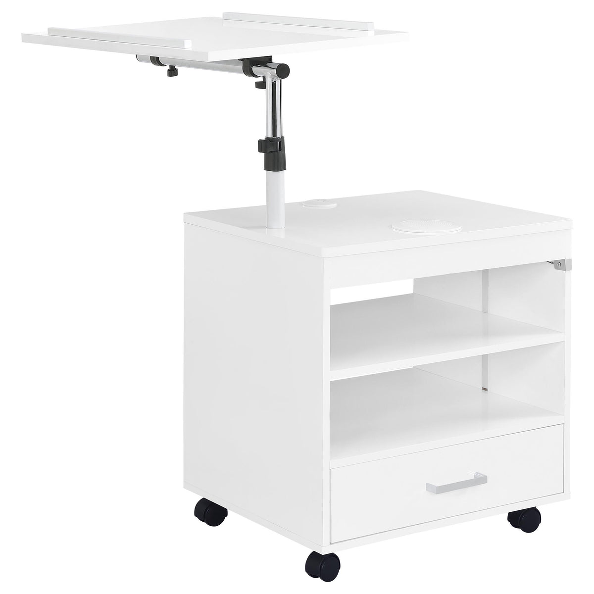 Lerma White High Gloss 1-Drawer Nightstand with Adjustable Tray Top and Speaker from Coaster - Luna Furniture