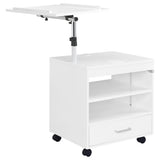 Lerma White High Gloss 1-Drawer Nightstand with Adjustable Tray Top and Speaker from Coaster - Luna Furniture