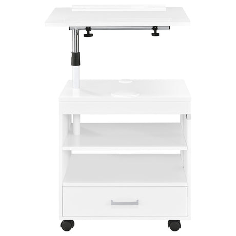 Lerma White High Gloss 1-Drawer Nightstand with Adjustable Tray Top and Speaker from Coaster - Luna Furniture