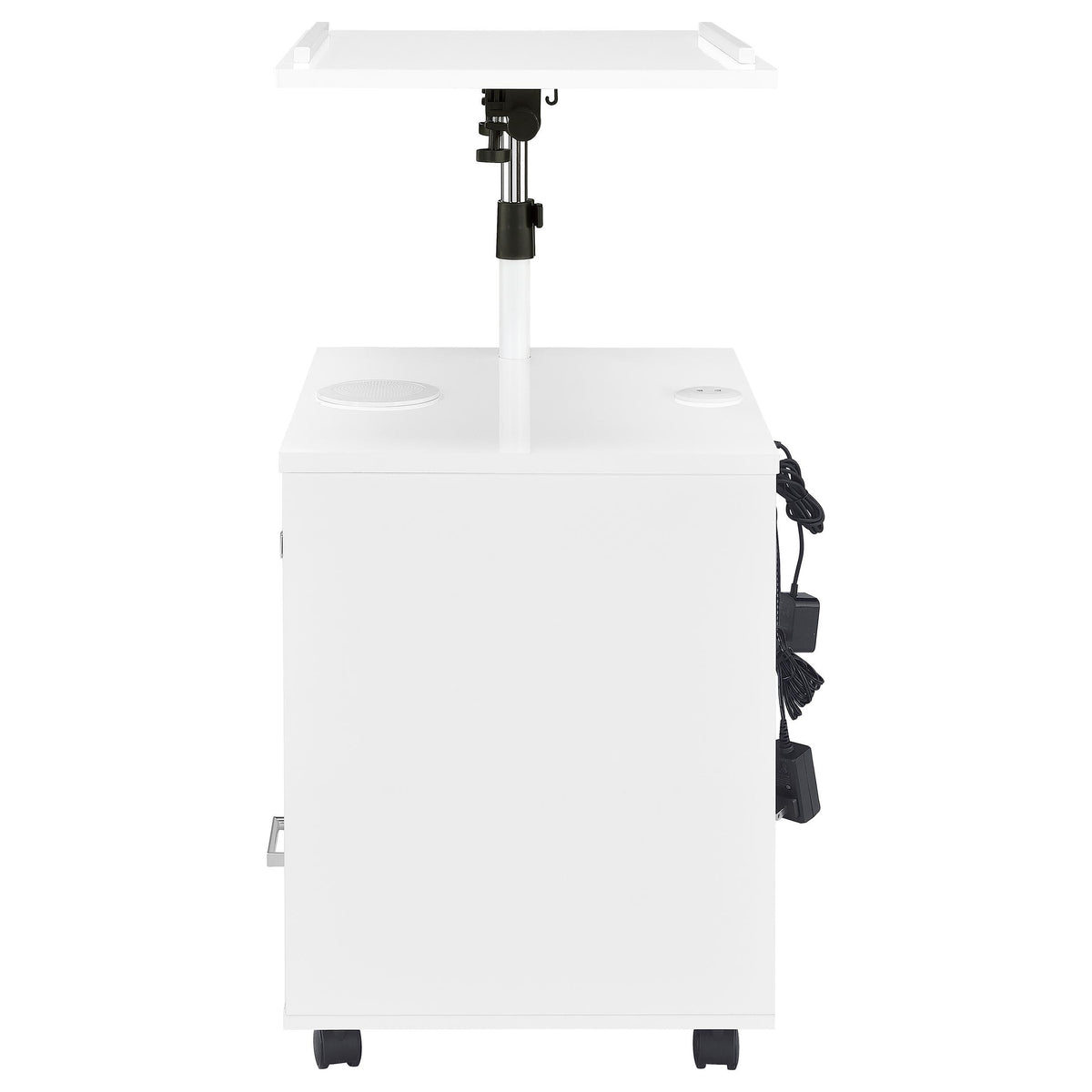 Lerma White High Gloss 1-Drawer Nightstand with Adjustable Tray Top and Speaker from Coaster - Luna Furniture