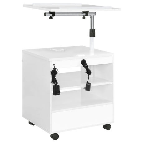 Lerma White High Gloss 1-Drawer Nightstand with Adjustable Tray Top and Speaker from Coaster - Luna Furniture