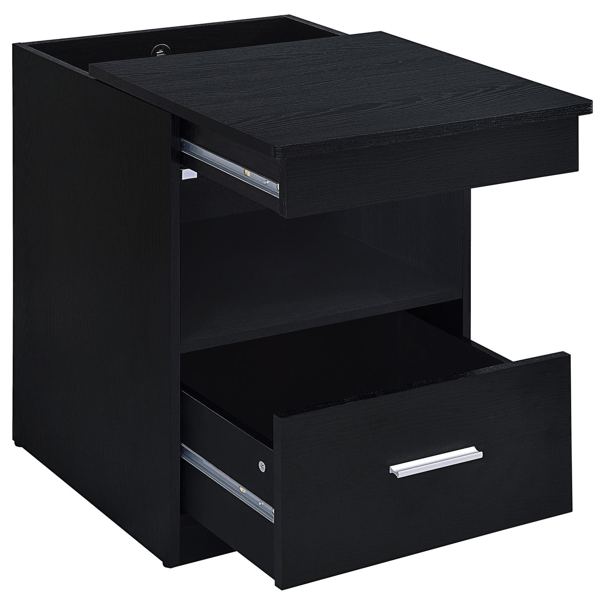 Fabre Black Ash 1-Drawer Nightstand with Extendable Top from Coaster - Luna Furniture