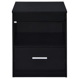 Fabre Black Ash 1-Drawer Nightstand with Extendable Top from Coaster - Luna Furniture