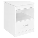 Fabre White High Gloss 1-drawer Extendable Top Nightstand Bedside Table from Coaster - Luna Furniture