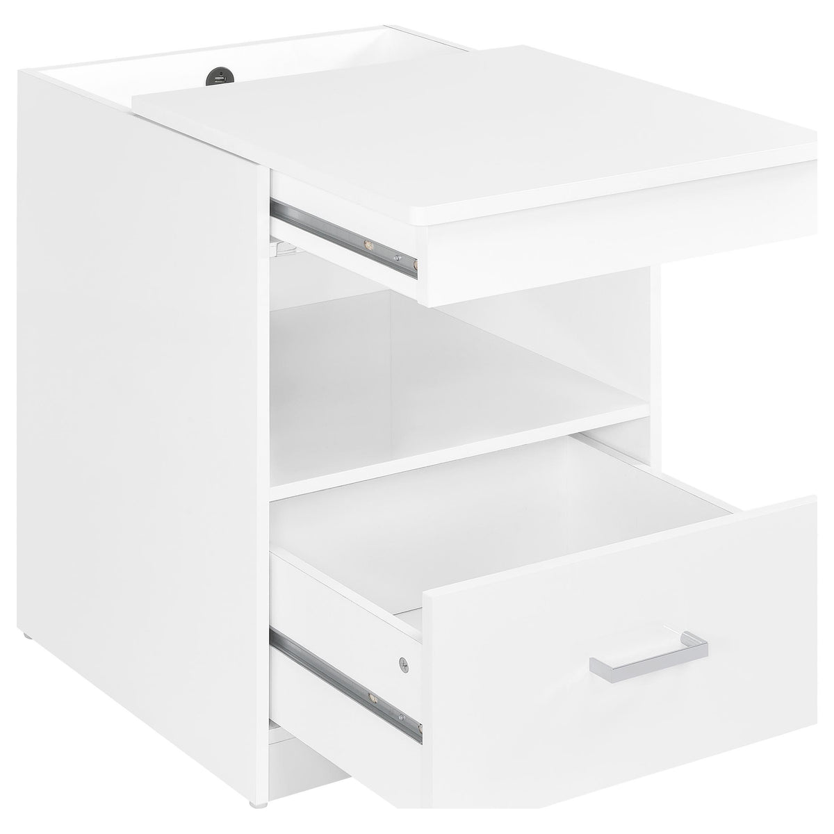 Fabre White High Gloss 1-drawer Extendable Top Nightstand Bedside Table from Coaster - Luna Furniture