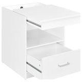 Fabre White High Gloss 1-drawer Extendable Top Nightstand Bedside Table from Coaster - Luna Furniture