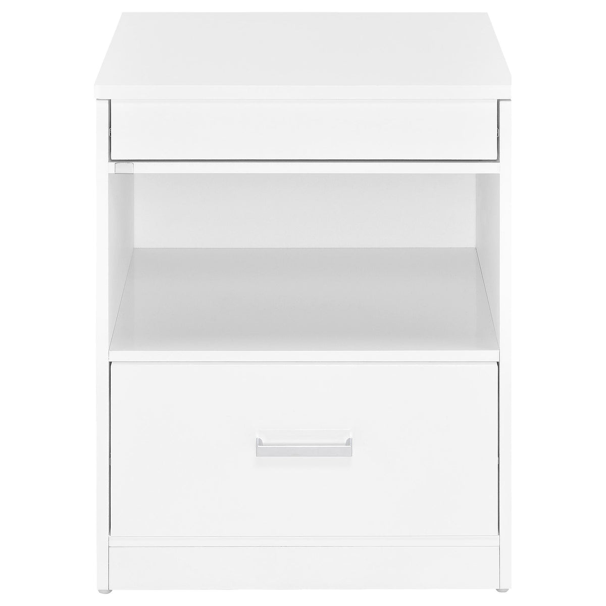 Fabre White High Gloss 1-drawer Extendable Top Nightstand Bedside Table from Coaster - Luna Furniture