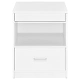 Fabre White High Gloss 1-drawer Extendable Top Nightstand Bedside Table from Coaster - Luna Furniture
