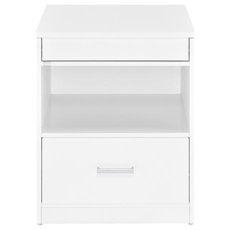 Fabre White High Gloss 1-Drawer Nightstand with Extendable Top from Coaster - Luna Furniture