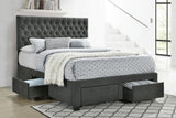 Soledad Charcoal Queen 4-Drawer Button Tufted Storage Bed from Coaster - Luna Furniture