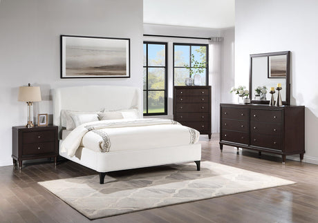 Mosby White Upholstered Curved Headboard Queen Platform Bed from Coaster - Luna Furniture