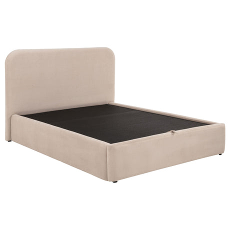 Anders Beige Upholstered Full Storage Lift Platform Bed from Coaster - Luna Furniture