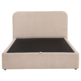Anders Beige full storage lift platform bed, straight-on footboard view, upholstered base