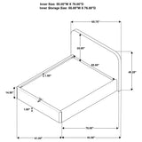 Anders Beige full storage lift platform bed dimensions, storage and overall measurements chart