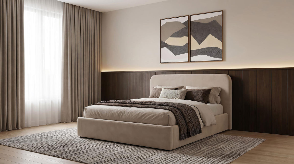 Anders Beige Queen Upholstered Lift-Up Storage Platform Bed from Coaster - Luna Furniture