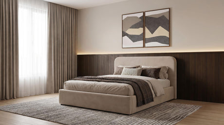 Anders Beige Queen Upholstered Lift-Up Storage Platform Bed from Coaster - Luna Furniture