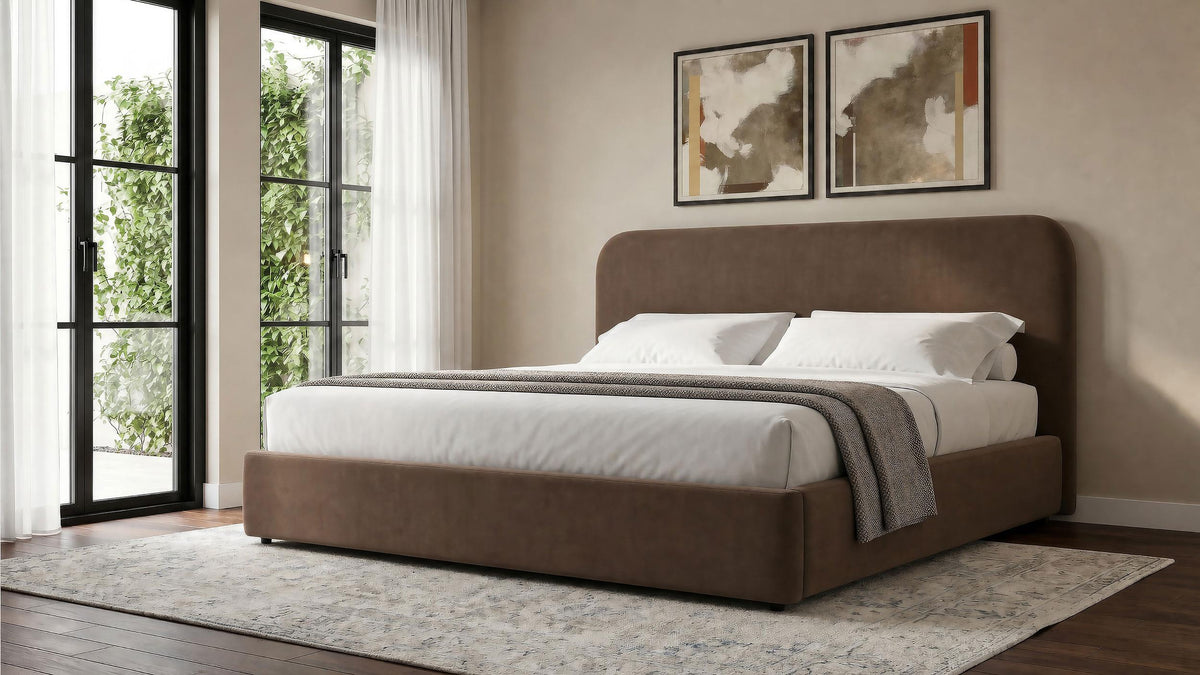 Anders Chocolate Eastern King Upholstered Lift-Up Storage Platform Bed from Coaster - Luna Furniture