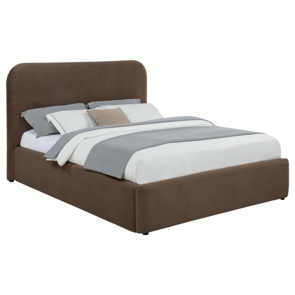 Anders Chocolate Upholstered Queen Storage Lift Platform Bed