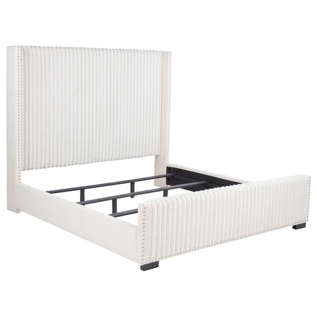 Natasha Cream 69-inch Upholstered Eastern King Wingback Bed from Coaster - Luna Furniture