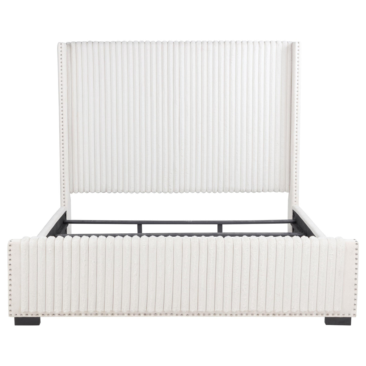Natasha Cream 69-inch Upholstered Eastern King Wingback Bed from Coaster - Luna Furniture